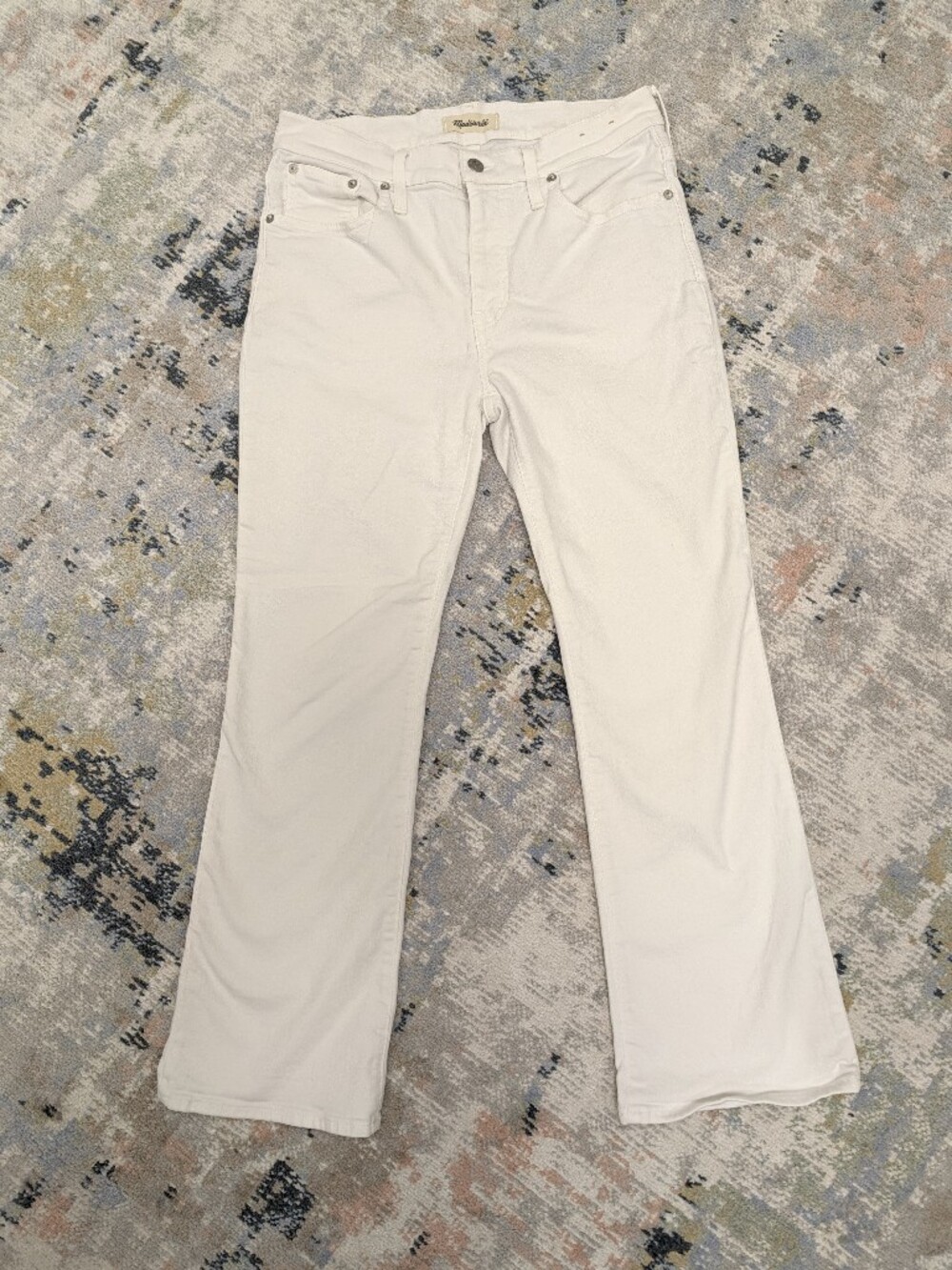 Madewell White Mid-Rise Kick Out Jeans